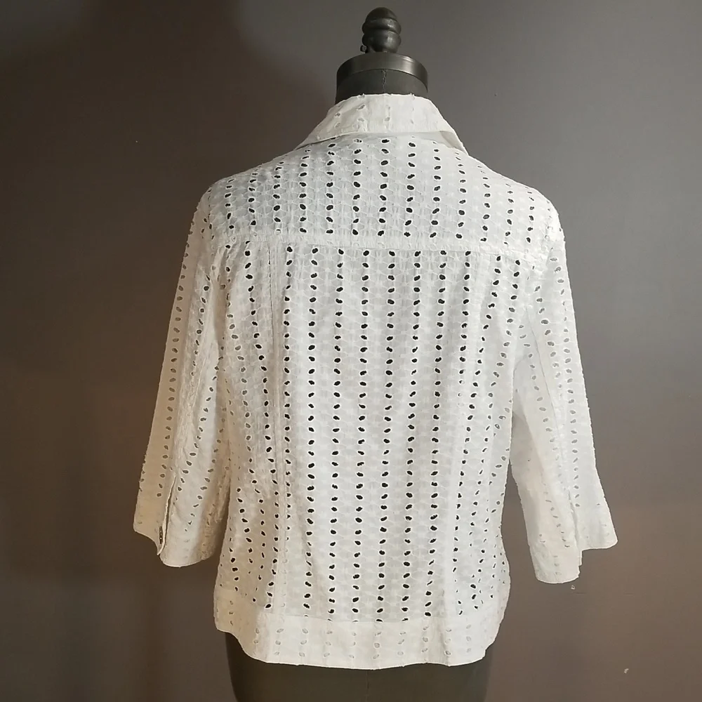 Allison Daley white eyelet jacket womens size 10 - 100% cotton - Picture 4 of 12